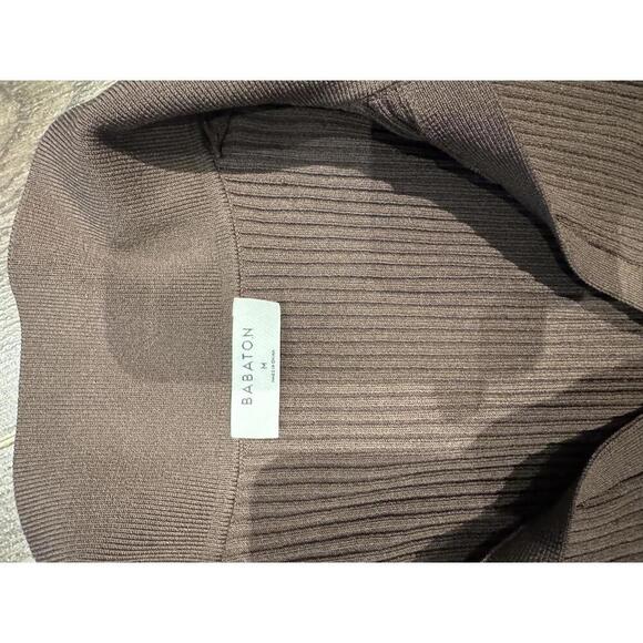 Women's Babaton Sculpt Knit Brown Ribbed Long Sleeve Polo sz M - Picture 5 of 5